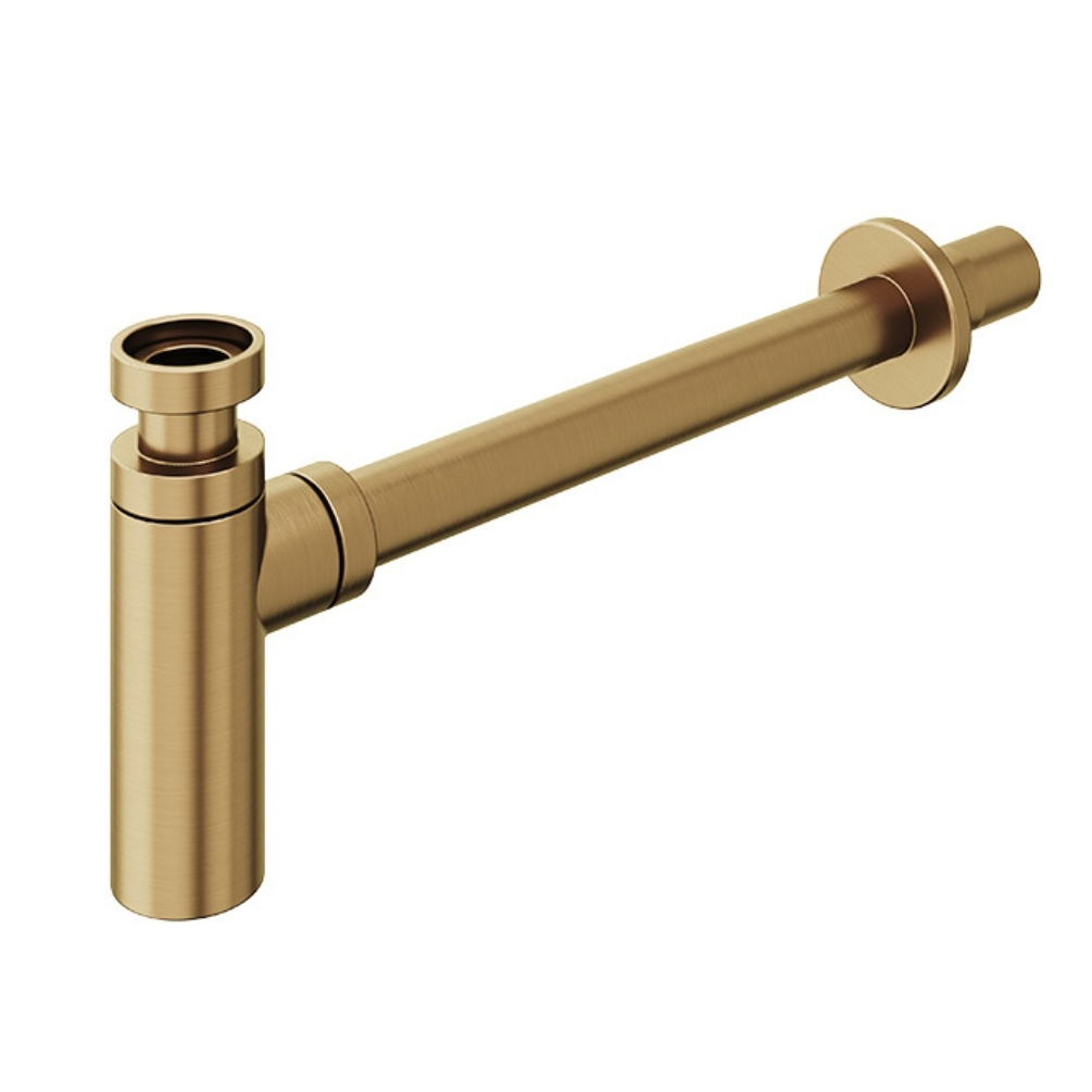 Product Cut out image of the Abacus Iso Pro Brushed Brass Round Bottle Trap VETW-054-0510